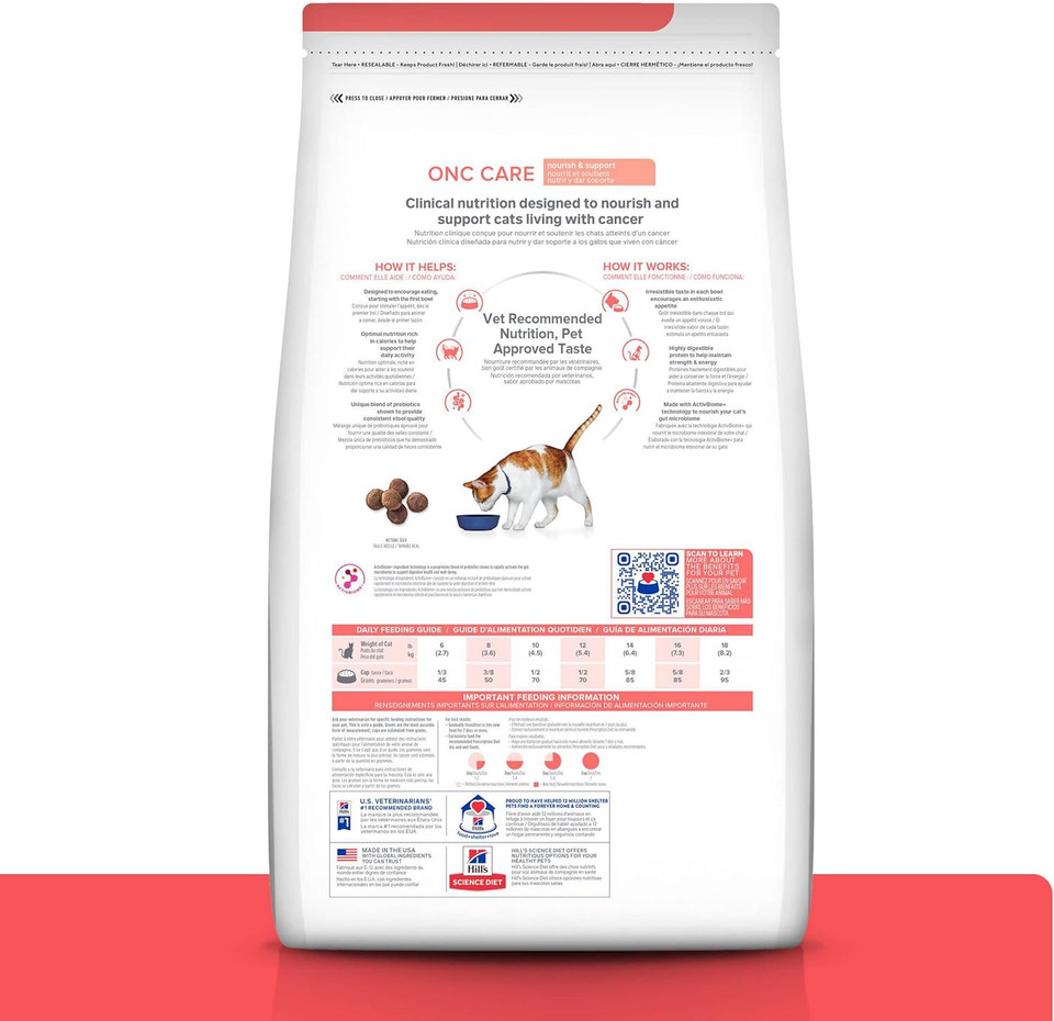 Hill'S Prescription Diet Onc Care Dry Cat Food, Chicken, Veterinary Diet, 7 Lb. Bag