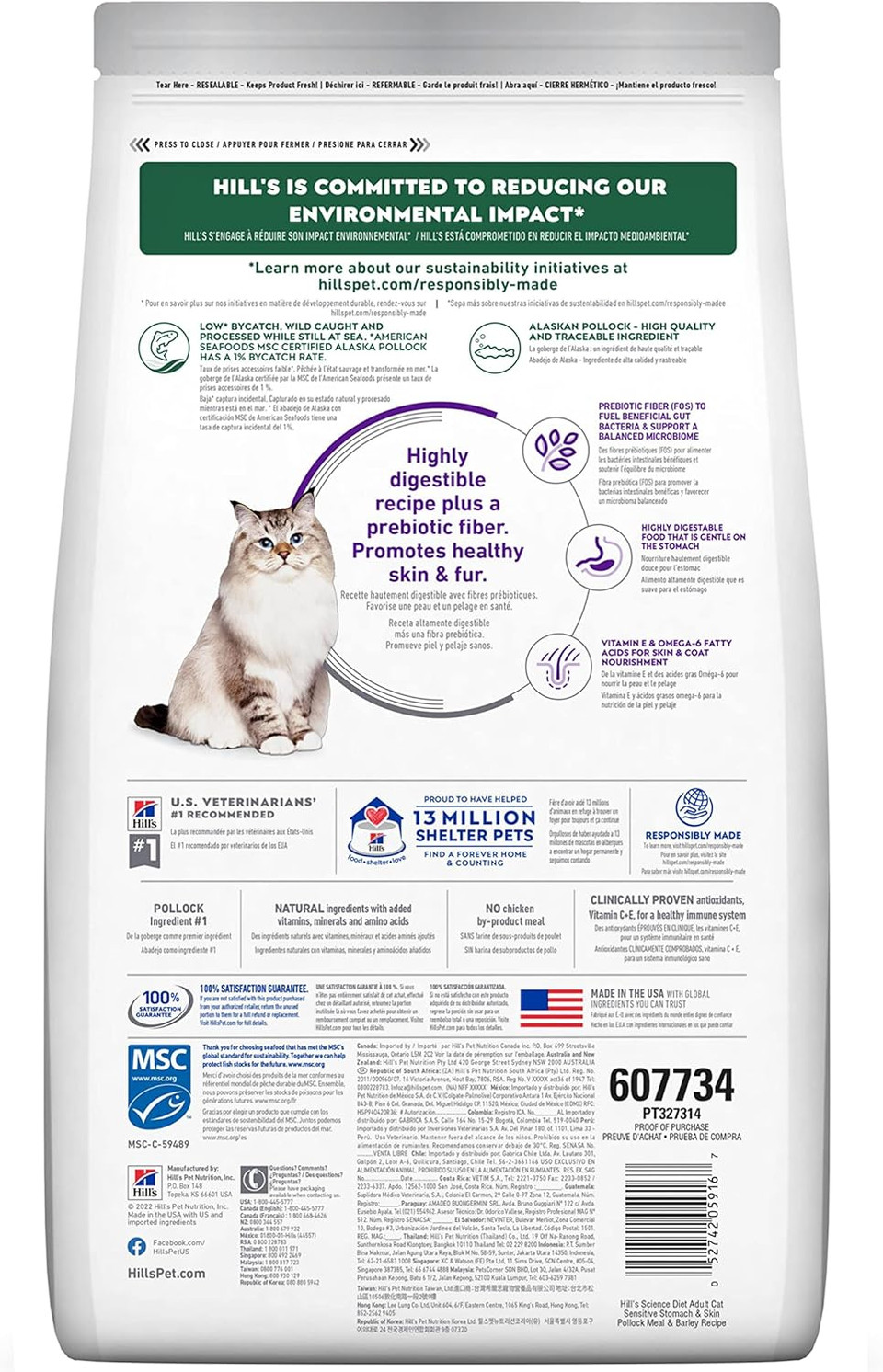 Hill'S Science Diet Sensitive Stomach & Skin, Adult 1-6, Stomach & Skin Sensitivity Support, Dry Cat Food, Pollock & Barley, 3.5 Lb Bag