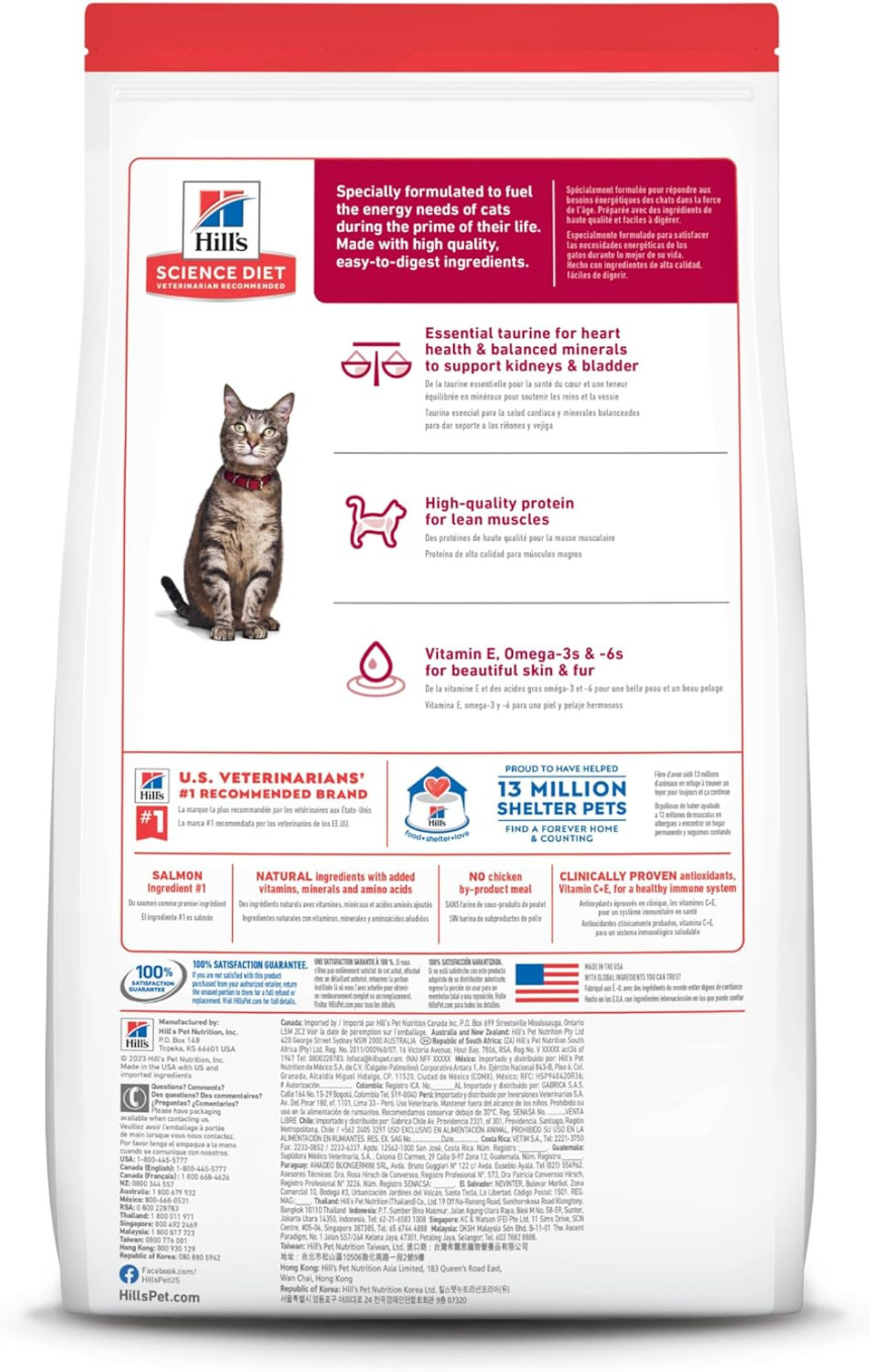 Hill'S Science Diet Adult 1-6, Adult 1-6 Premium Nutrition, Dry Cat Food, Salmon & Brown Rice, 6.5 Lb Bag