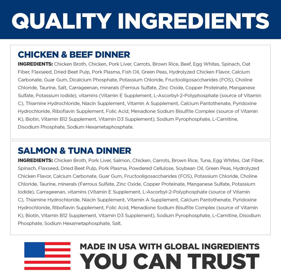 Hill'S Science Diet Sensitive Stomach & Skin, Adult 1-6, Stomach & Skin Sensitivity Support, Wet Cat Food, Variety Case: Chicken & Beef; Salmon & Tuna Stew, 2.8 Oz Pouch Variety Case, Case Of 12