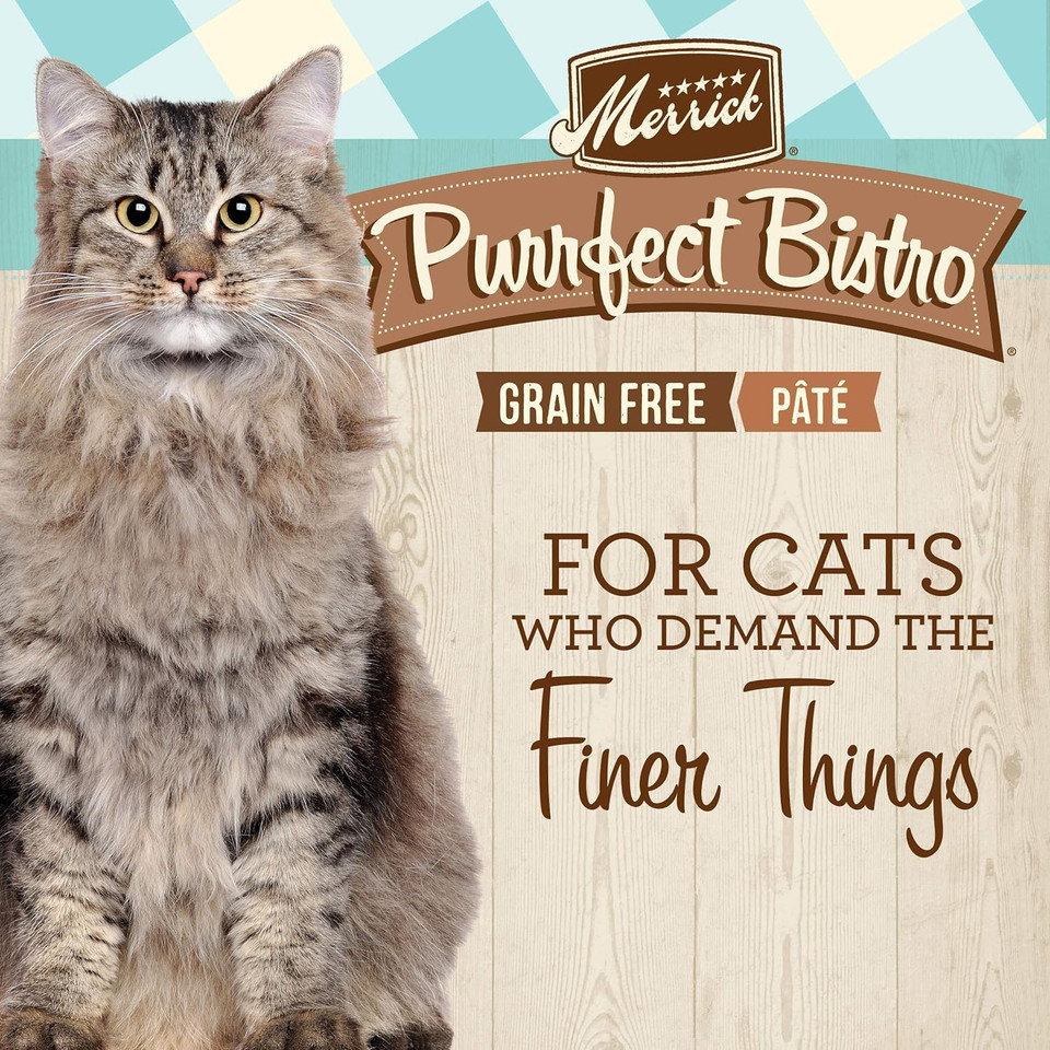Merrick Purrfect Bistro Grain Free Premium Soft Canned Pate Adult Wet Cat Food, High Protein Salmon Recipe - (Pack Of 24) 5.5 Oz. Cans