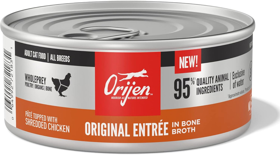 Orijen Adult Wet Cat Food, Grain Free Original Entree In Bone Broth, Wholeprey Ingredients, 5.5Oz (Case Of 12)