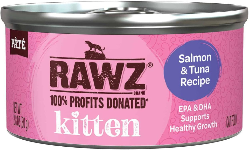 Rawz Natural Premium Kitten Pate Canned Cat Wet Food -12 Pack Cans Variety Flavor Bundle Pack -4 Flavors - (Salmon, Chicken, Tuna, Beef) With Hotspot Pets Can Lid - (2.8 Oz Cans) Rawz Natural Premium Kitten Pate Canned Cat Wet Food -12 Pack Cans Variety Flavor Bundle Pack -4 Flavors - (Salmon, Chicken, Tuna, Beef) With Hotspot Pets Can Lid - (2.8 Oz Cans)