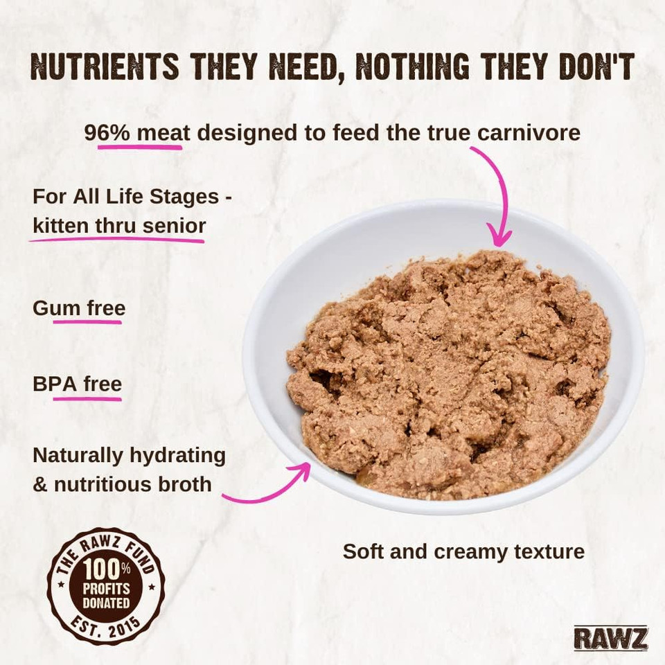 Rawz Natural Premium Pate Canned Cat Wet Food - Made With Real Meat Ingredients No Bpa Or Gums -3 Oz Cans (Case Pack Of 18) (Salmon)