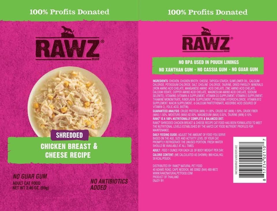 Rawzã¢Â® Chicken Breast & Cheese Recipe 8/2.46 Oz Pouches