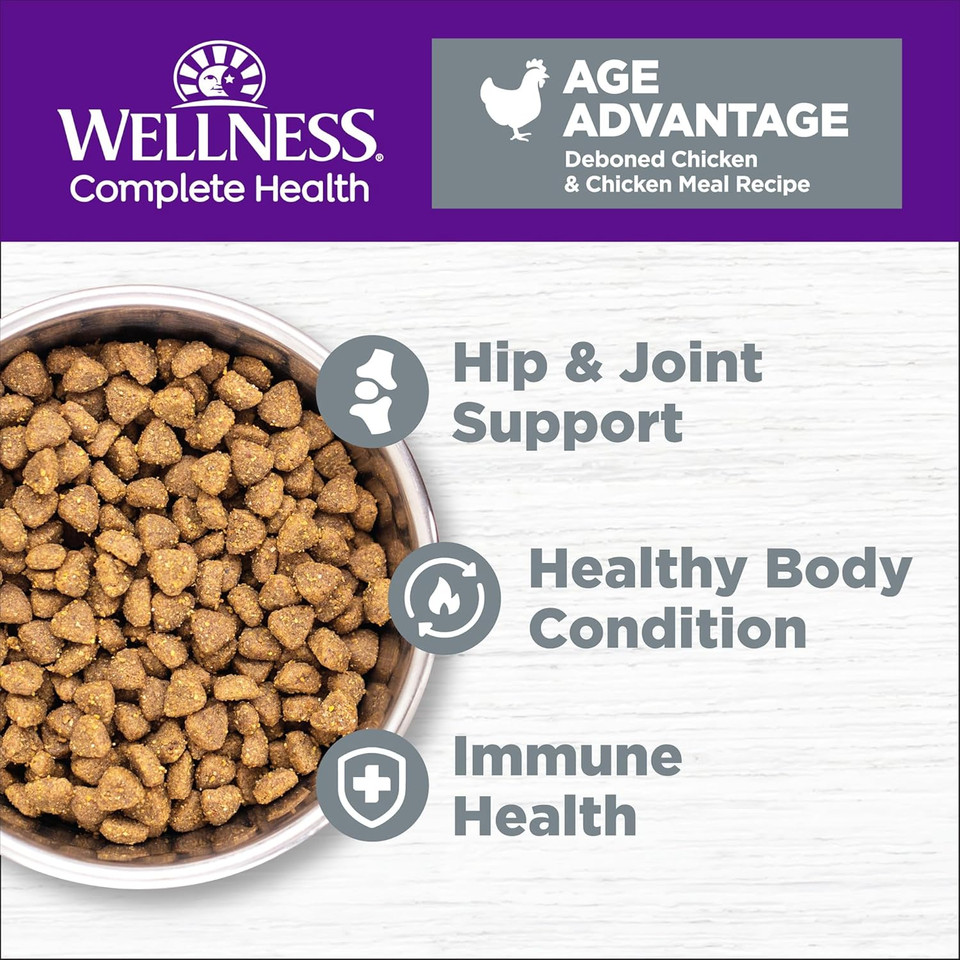 Wellness Complete Health Natural Grain-Free Age Advantage Senior Dry Cat Food, Deboned Chicken And Chicken Meal Recipe, 5 Pound Bag