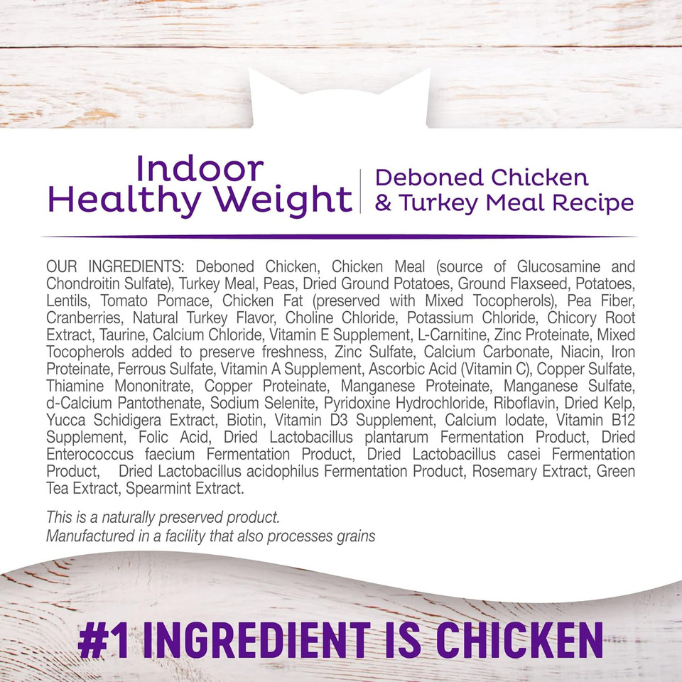 Wellness Natural Pet Food Complete Health Grain-Free Indoor Healthy Weight Chicken & Turkey Meal Recipe Dry Cat Food, 5.5 Pound Bag