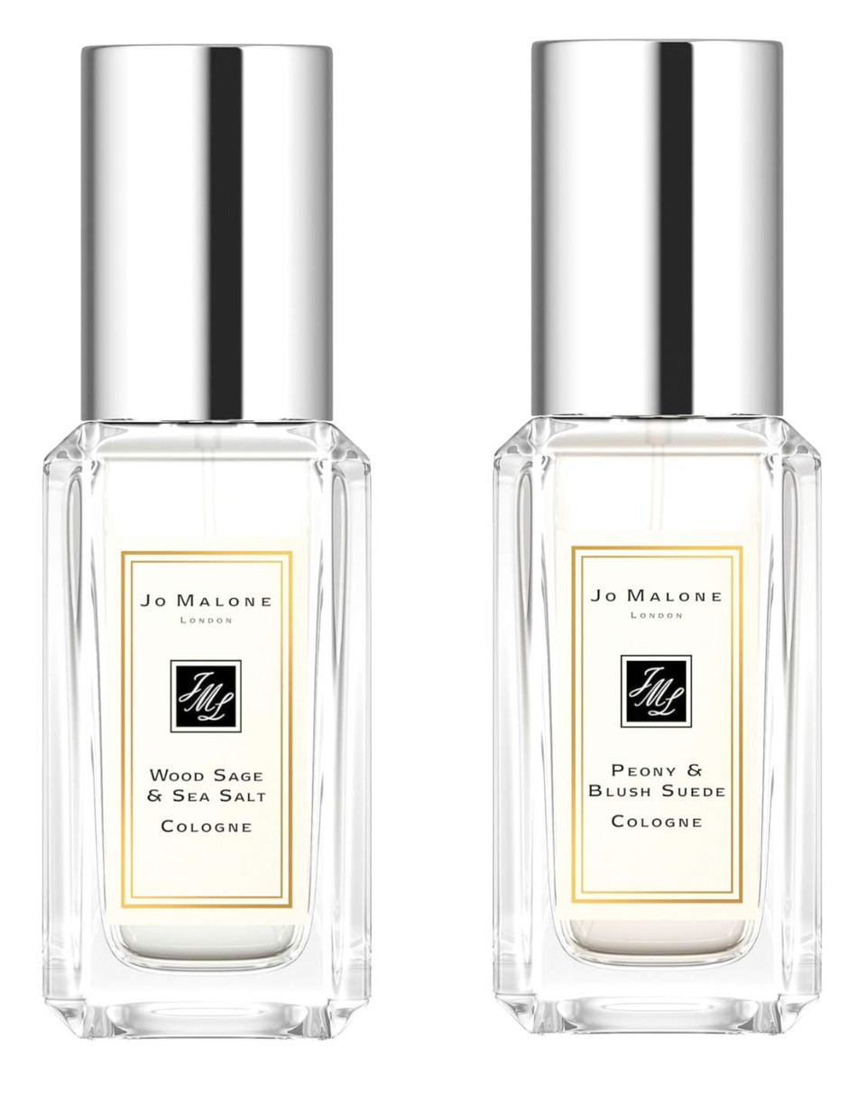 Jo Malone Wood Sage & Sea Salt, Peony & Blush Suede Duo. Mini Travel Size .3Oz / 9Ml Each