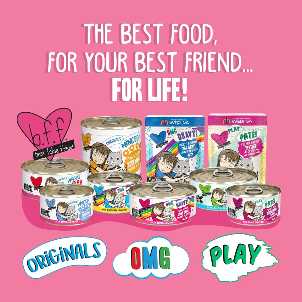 Weruva B.F.F. Play - Best Feline Friend Patã£Â© Lovers, Aw Yeah!, Tuna & Beef Bodacious With Tuna & Beef, 5.5Oz Can (Pack Of 8)