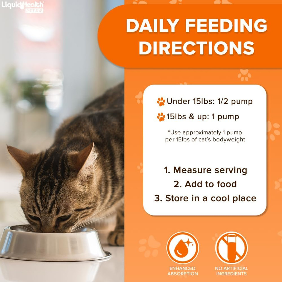 Liquid Health Pets Purr-Fection Omega 3 Fish Oil For Cats - Liquid Omega 3 For Cats With Epa+Dpa+Dha, Cat Omega 3 Supplement May Reduce Itching, Support Joint, Immunity, Brain, Heart Health (8 Oz)