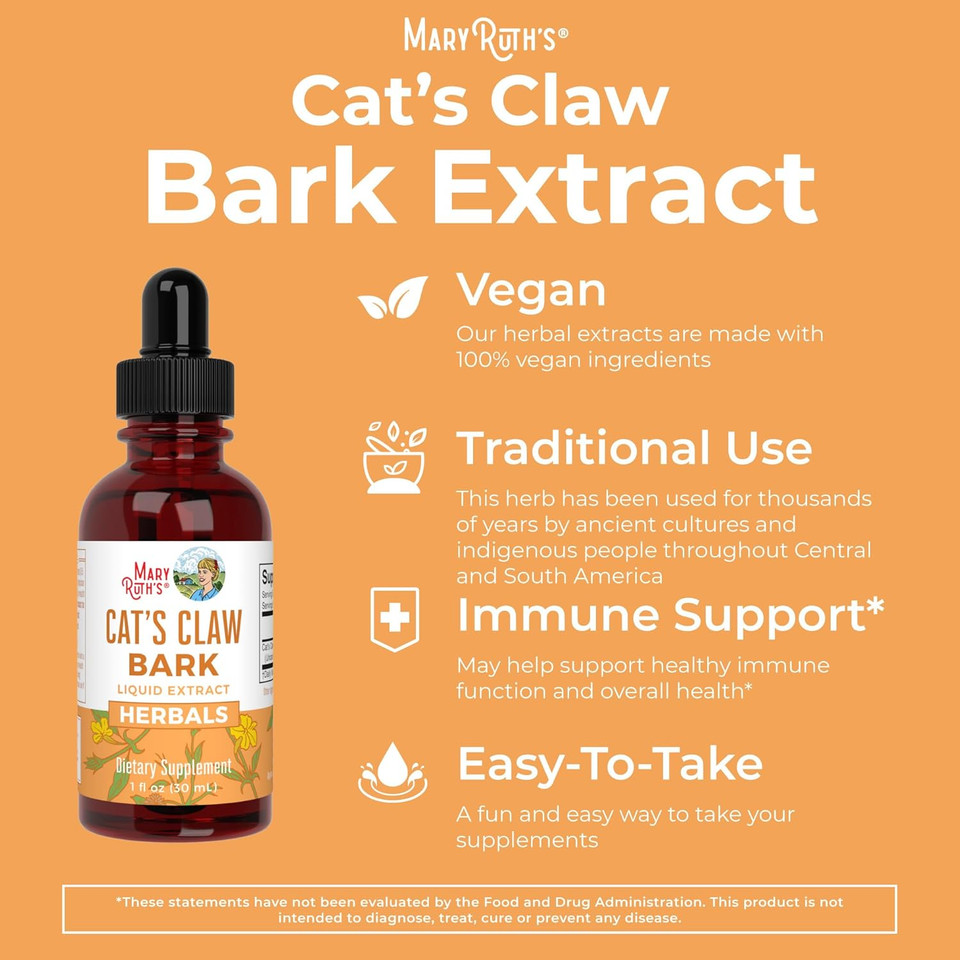 Maryruth Organics Cat'S Claw Drops | Digestive Health | Immune Support | Joint Health | Vegetable Glycerin | Vegan | Non-Gmo | Gluten Free | 1 Fl Oz