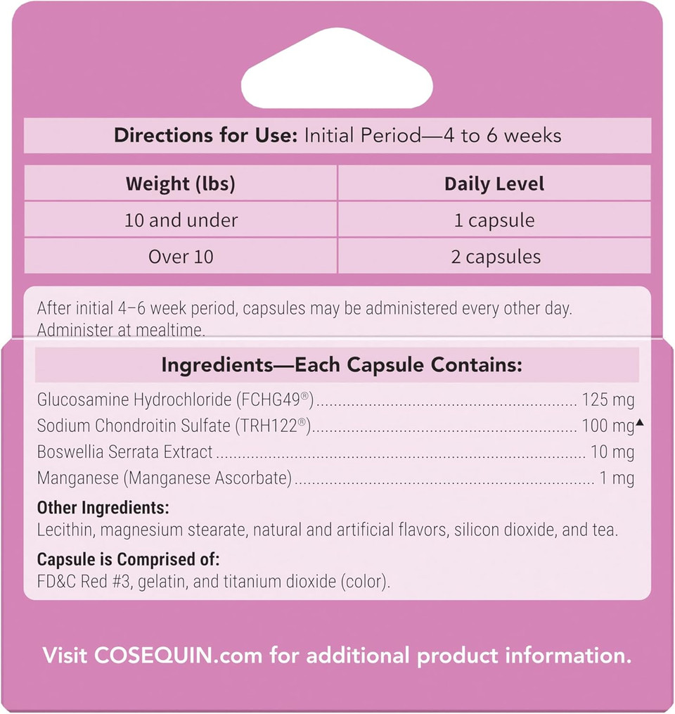 Nutramax Laboratories Cosequinã¢Â® For Cats Maximum Strength Plus Boswellia Capsules - Professional Line,Beige,60 Count (Pack Of 1)