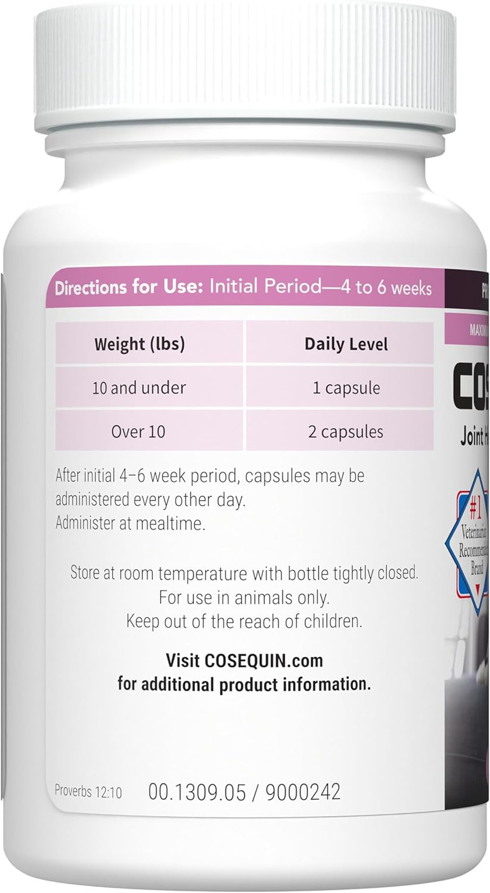 Nutramax Laboratories Cosequinã¢Â® For Cats Maximum Strength Plus Boswellia Capsules - Professional Line,Beige,60 Count (Pack Of 1)