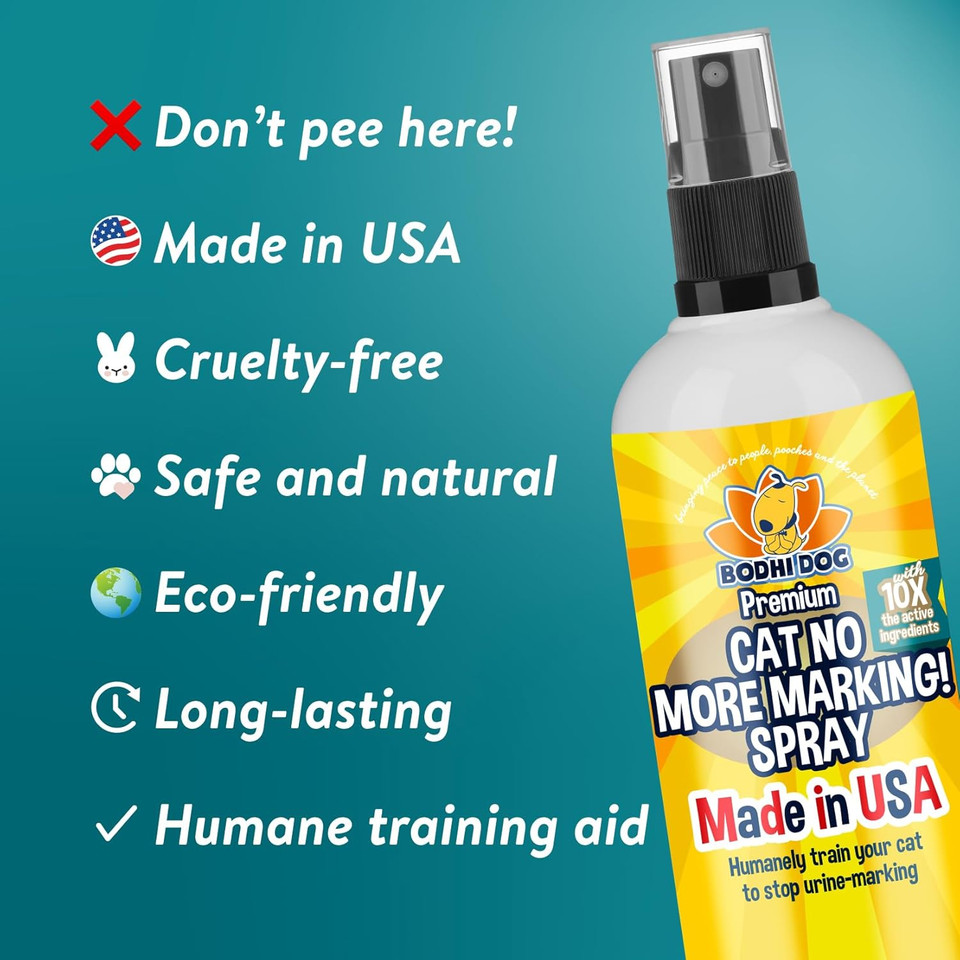 Bodhi Dog Cat No More Marking! Spray | Deters Cats From Urine Marking Indoors & Outdoors | Removes Urine Marking Odors | Safe For Indoor & Outdoor Use | Made In Usa 8Oz