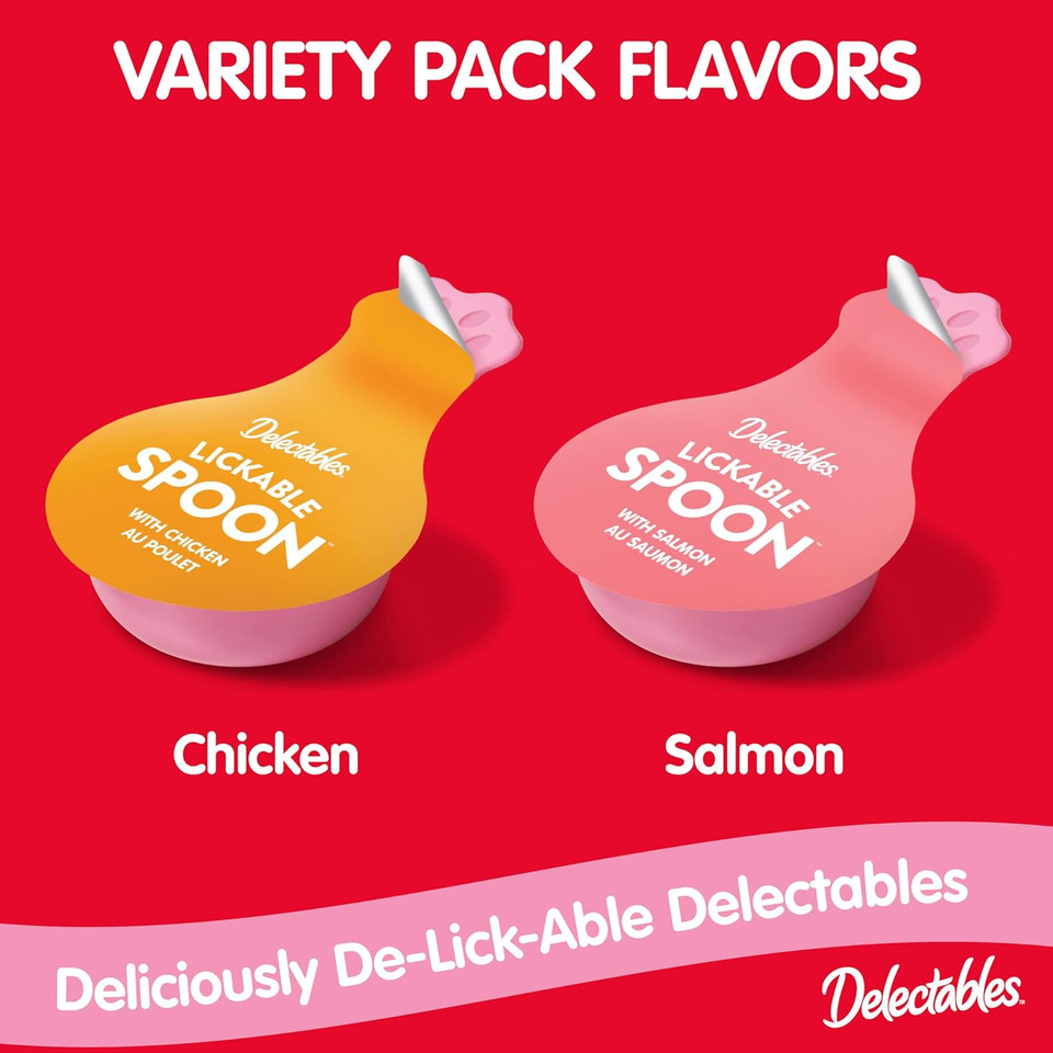 Hartz New Delectables Lickable Spoon Interactive Lickable Cat Treats For Quick & Easy Bonding, Variety Pack 32Ct