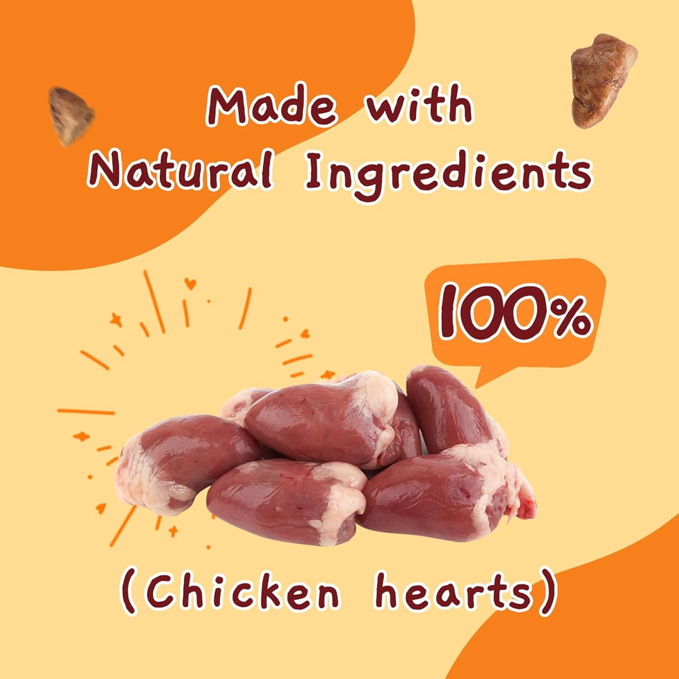 Jungle Calling Freeze Dried Cat Treats & Dog Snacks, Freeze Dried Raw Single Ingredient Chicken Hearts For Dogs & Cats, High Protein Pet Training Treats (Chicken Hearts, 2.3 Oz)