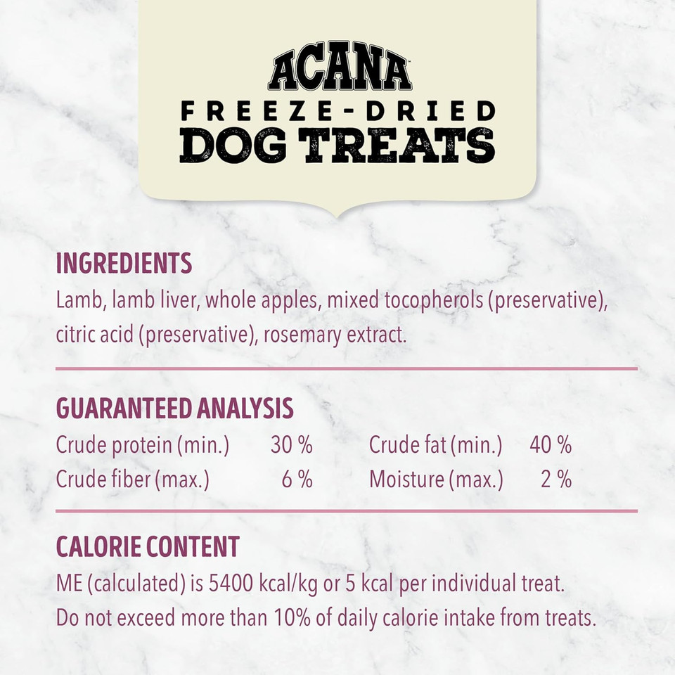Singles Freeze Dried Dog Treats, Limited Ingredient Grain Free Lamb & Apple Recipe, 1.25Oz