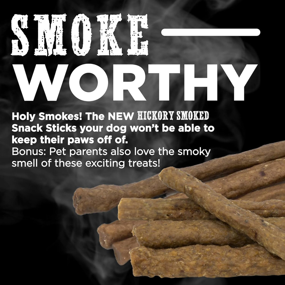 Premium Hickory Smoked Real Beef Dog Treats - Bully Snap Stick, 20 Pack - Reward, Puppy & Dog Training Treats - Usa Smoked & Packed - No Additives, 100% Natural, Healthy Rawhide-Free High Protein
