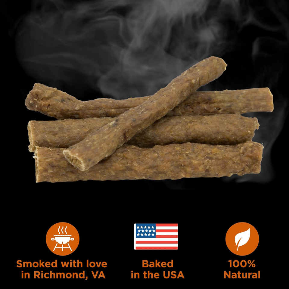 Premium Hickory Smoked Real Beef Dog Treats - Bully Snap Stick, 20 Pack - Reward, Puppy & Dog Training Treats - Usa Smoked & Packed - No Additives, 100% Natural, Healthy Rawhide-Free High Protein