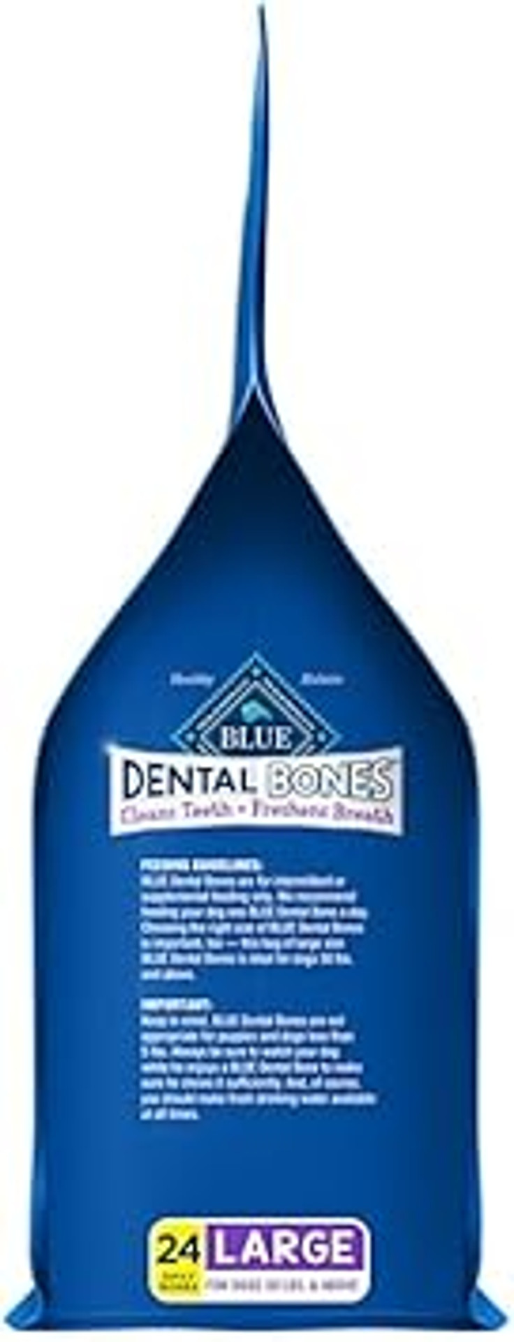 Blue Buffalo Dental Bones Large Natural Dental Chew Dog Treats Bag Jumbo Pack
