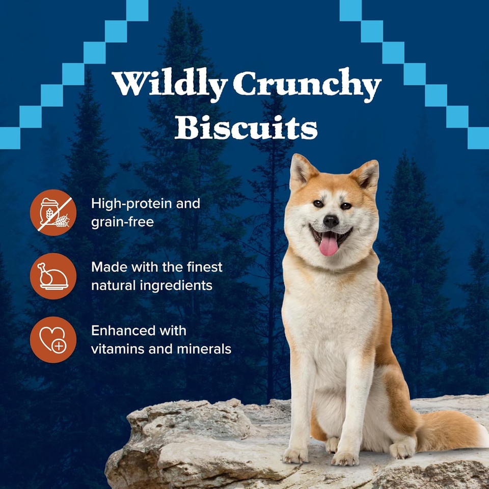 Blue Buffalo Wilderness Trail Treats Crunchy Dog Biscuits Grain-Free And High-Protein Dog Treats, Turkey Recipe 36-Oz. Box