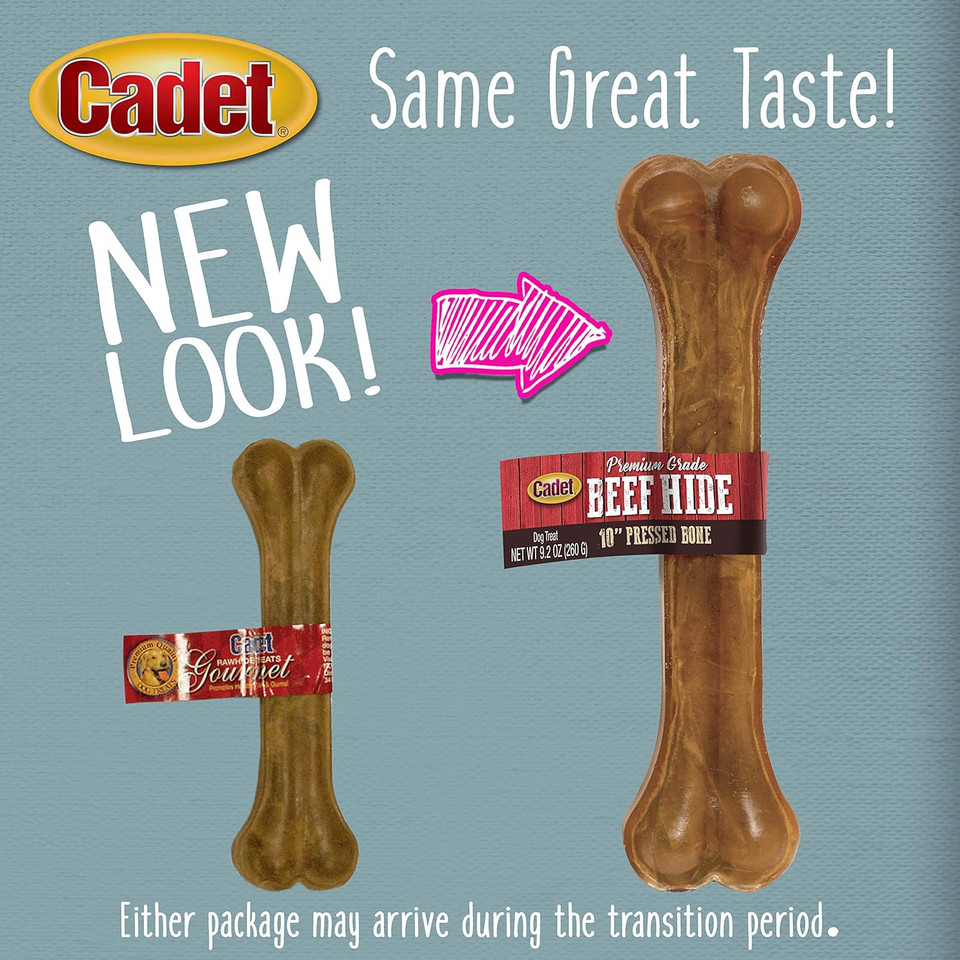 Cadet Premium Grade Pressed Beef Hide Bones 10 Inch, 1 Pack