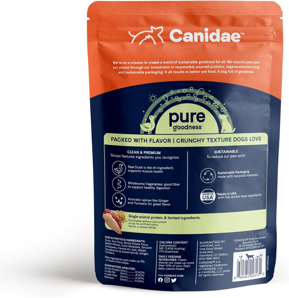Canidae Pure Treat Biscuits, Duck & Chickpeas, 11 Oz