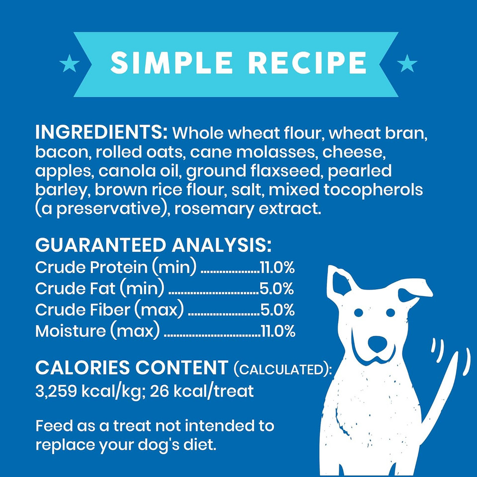 Cloud Star Wag More Bark Less Oats & Grains Crunchy Dog Treats, Bacon, Cheese & Apples, 16 Oz. Box