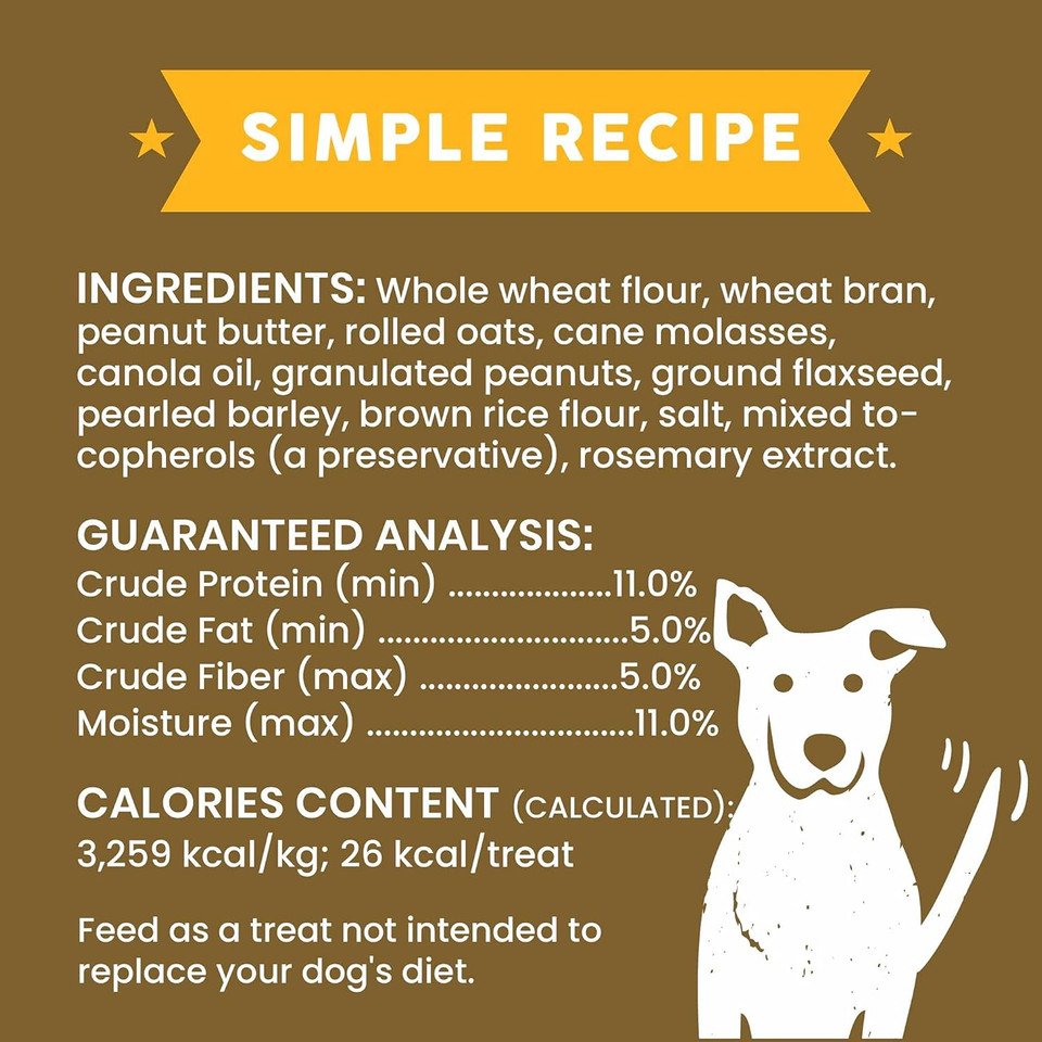 Cloud Star Wag More Bark Less Oats & Grains Crunchy Dog Treats, Peanut Butter, 16 Oz. Box