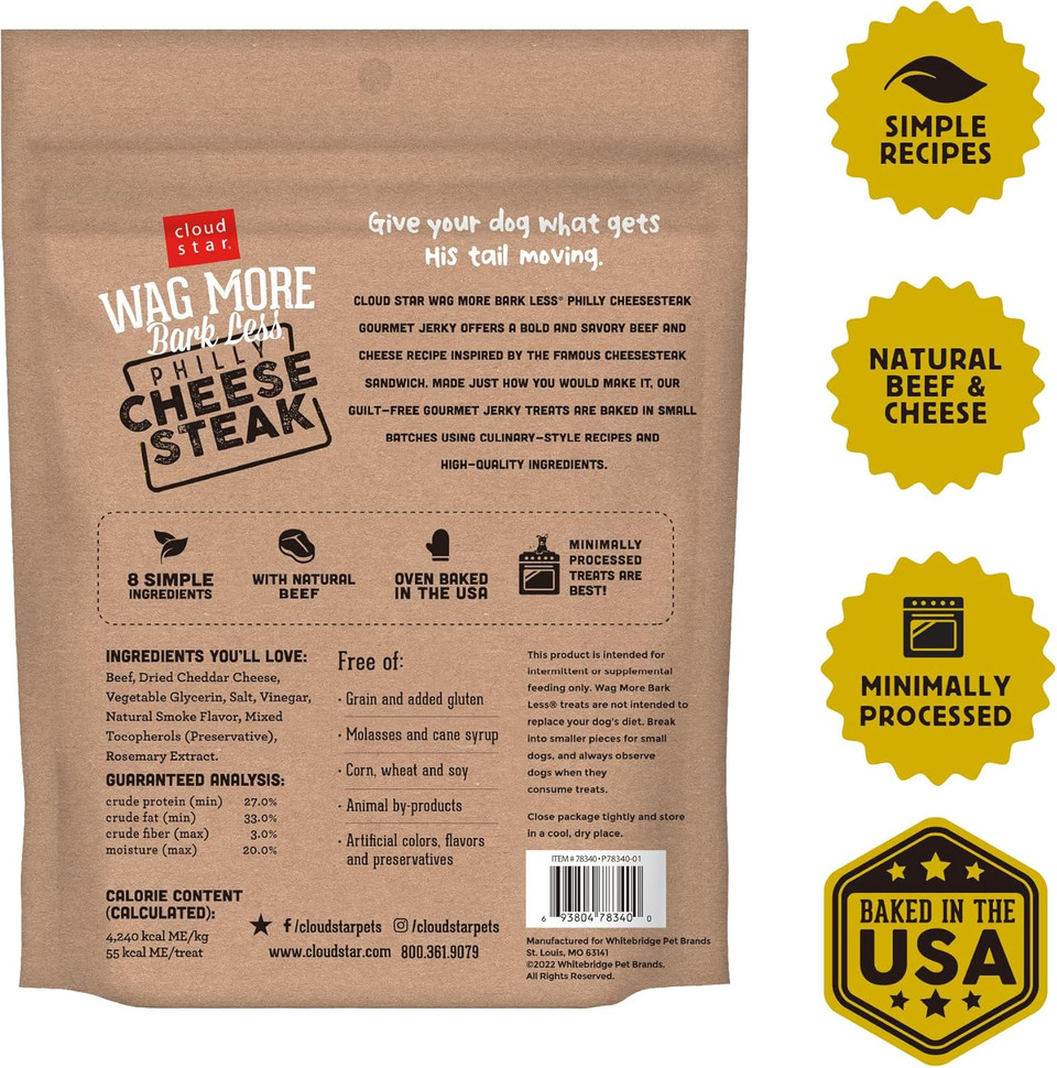 Cloud Star Wag More Bark Less Jerky: Philly Cheesesteak Beef - 10 Oz