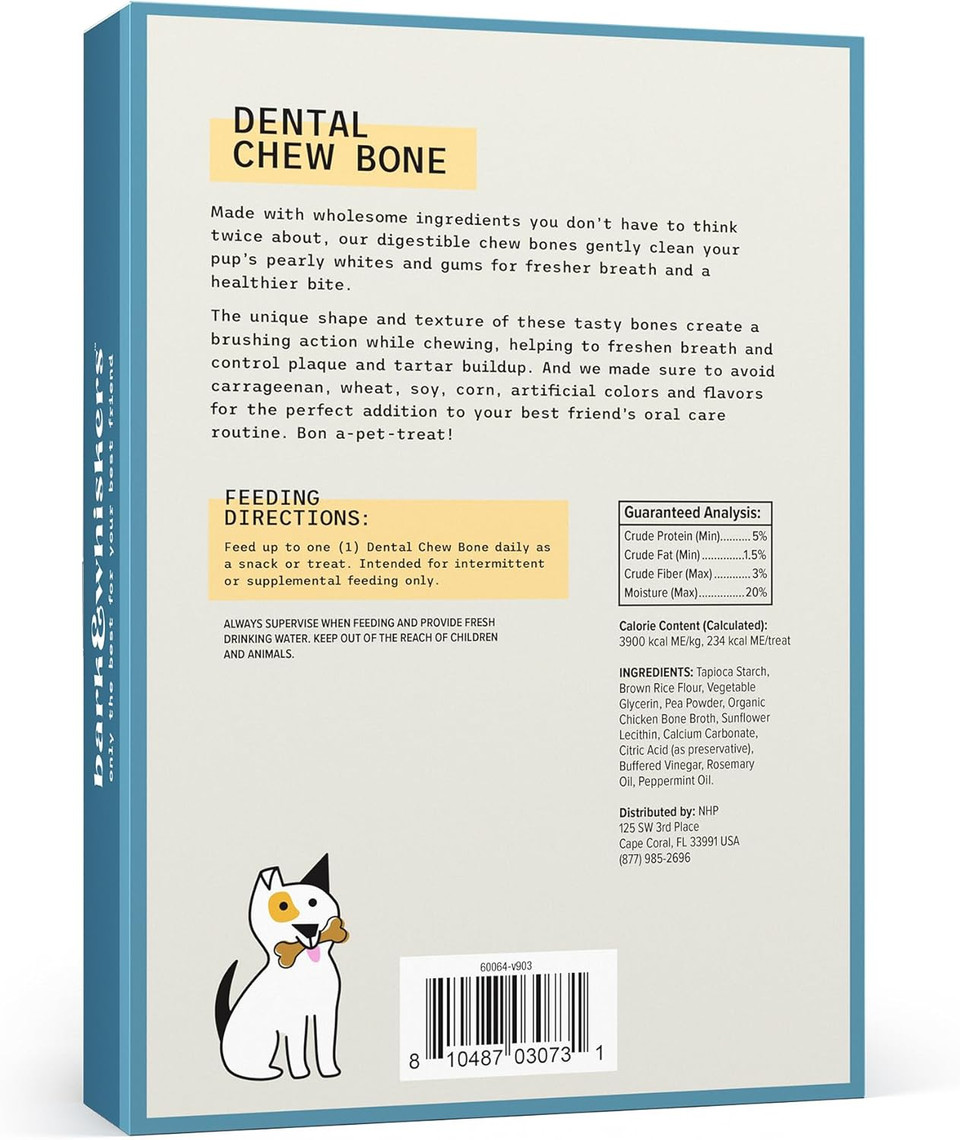 Dr. Mercola, Dental Chew Bones For Dogs, Large, 1 Box (12 Bones), Dog Dental Care That Helps Clean Teeth And Freshen Breath, Non Gmo, Soy Free, Gluten Free