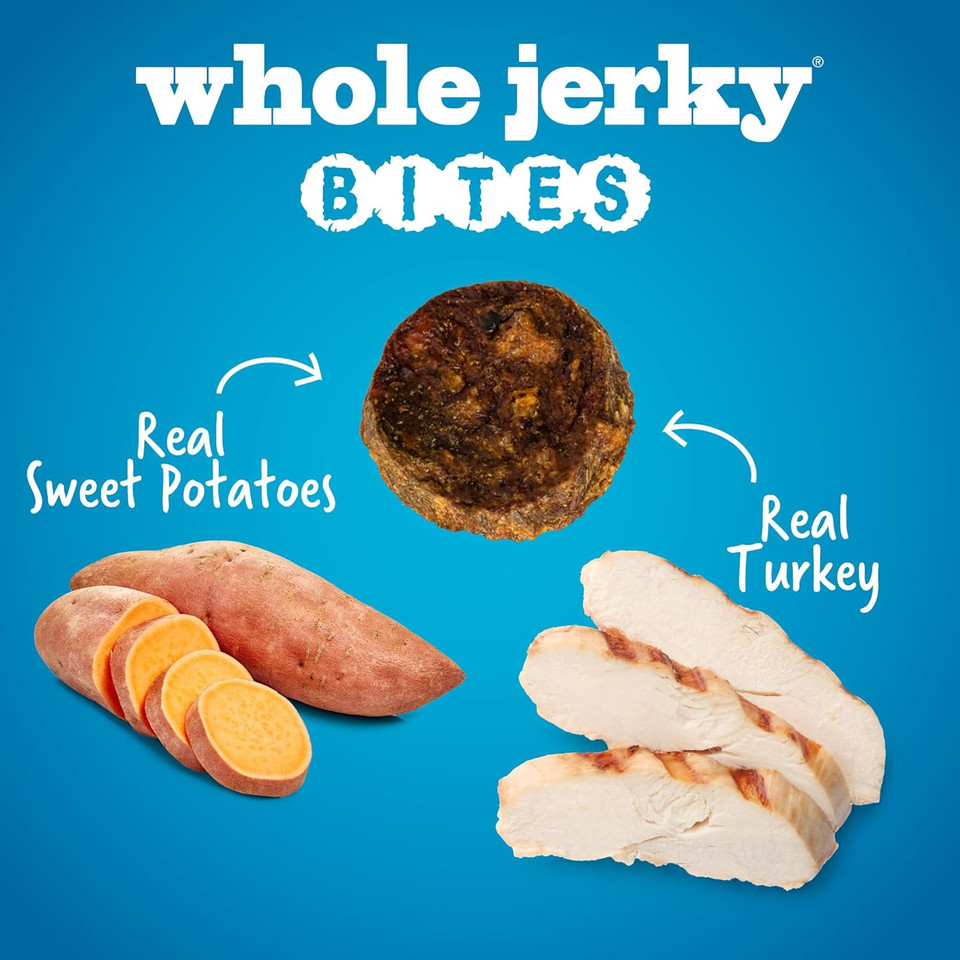Fruitables Small Dog Treats  Whole Jerky Bites  Healthy Treats  Turkey & Sweet Potato Flavor  5 Ounces