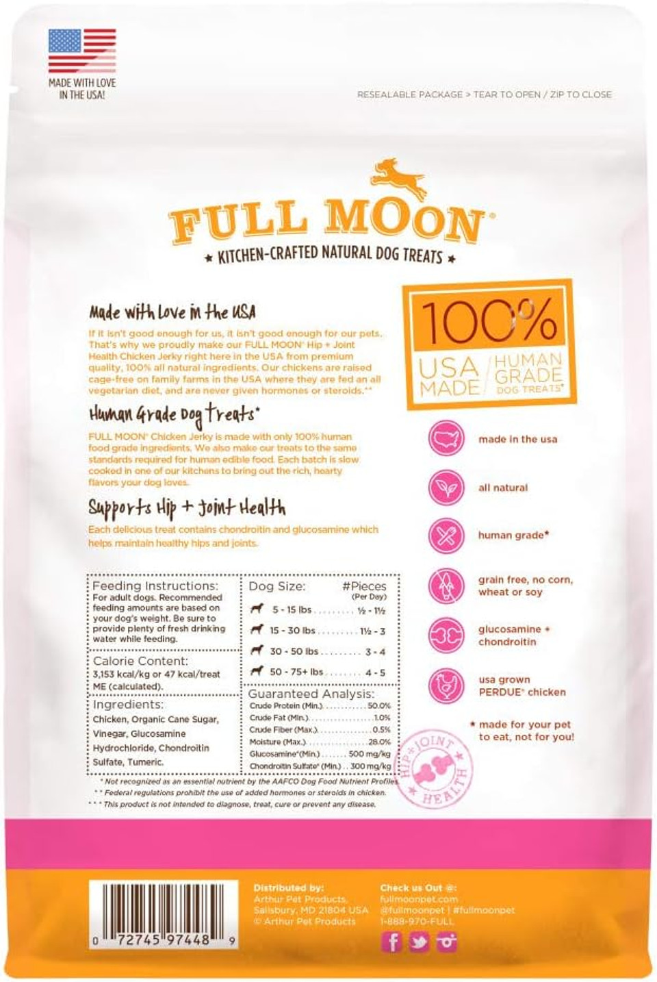 Full Moon Chicken Jerky Healthy All Natural Dog Treats Human Grade For Hip And Joint 6 Oz