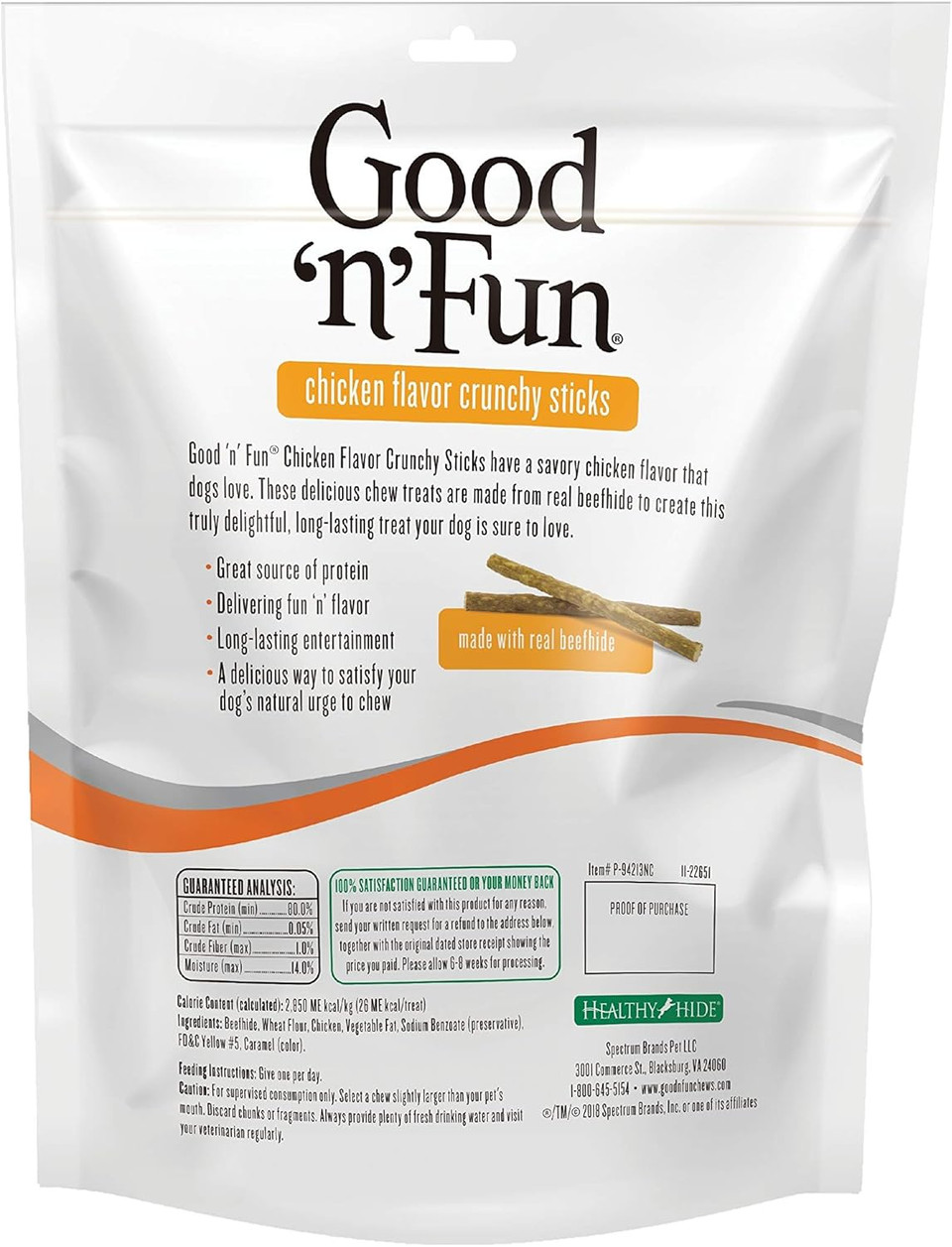 Good'N'Fun Crunchy Rawhide Sticks Dog Chews/Chicken Flavor Dog Treats