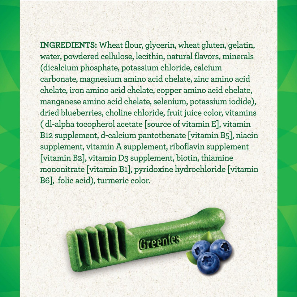 Greenies Large Natural Dental Care Dog Treats Blueberry Flavor, 12 Oz. Pack (12 Treats)