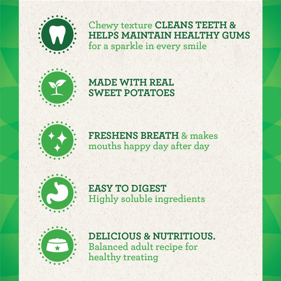 Greenies Regular Natural Dog Dental Treats, Sweet Potato Flavor, 36 Oz. Pack (36 Treats) Greenies Regular Natural Dog Dental Treats, Sweet Potato Flavor, 36 Oz. Pack (36 Treats)