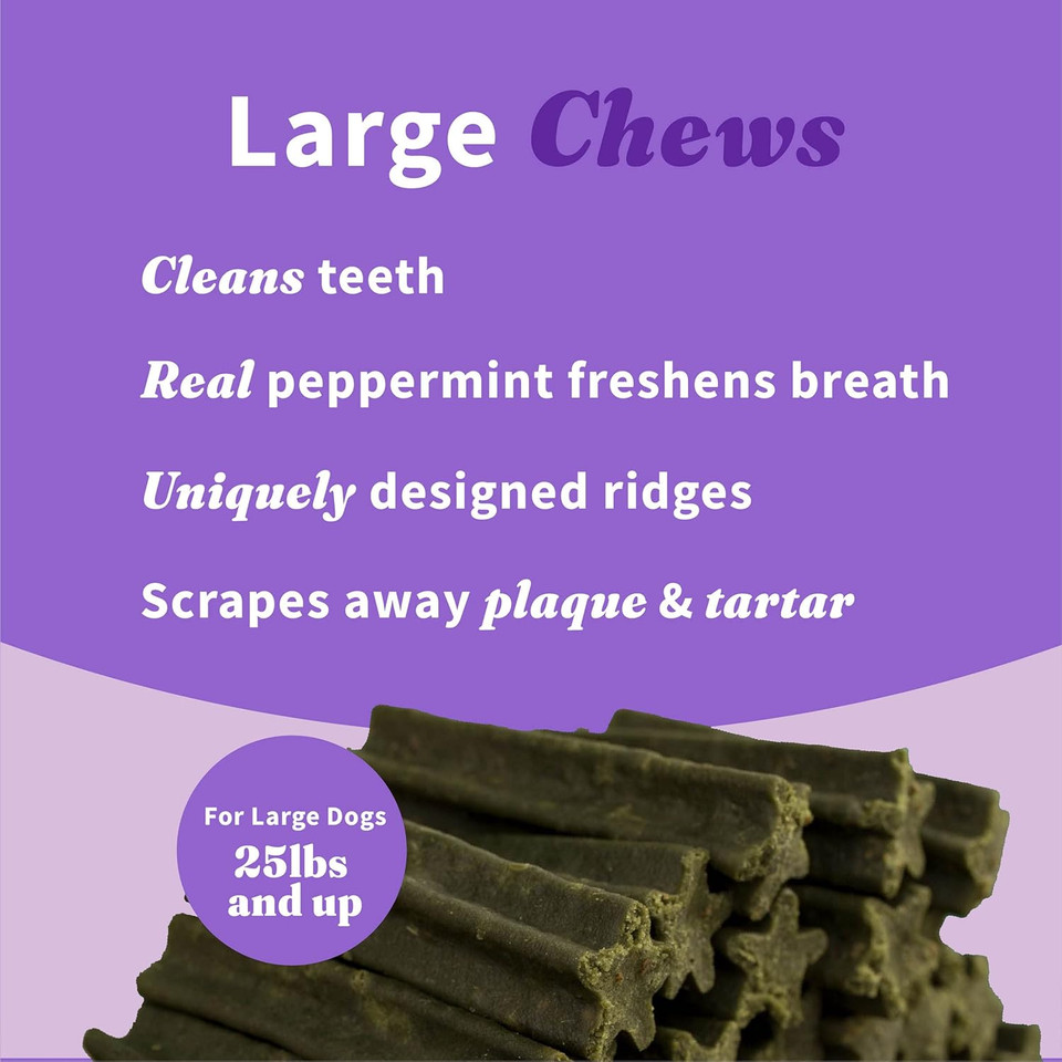 Halo Herbal Dental Treats, Natural, Dental Health, For Large Dogs 25 Lbs And Up, 24.5-Oz Pouch, (30 Count)
