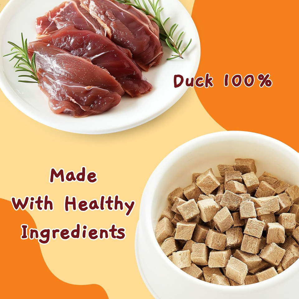 Jungle Calling Freeze Dried Dog And Cat Treats - High Protein, Low Fat, Made With A Single Ingredient - Perfect For Training And Snacking, 2.8 Oz (Duck Cube)