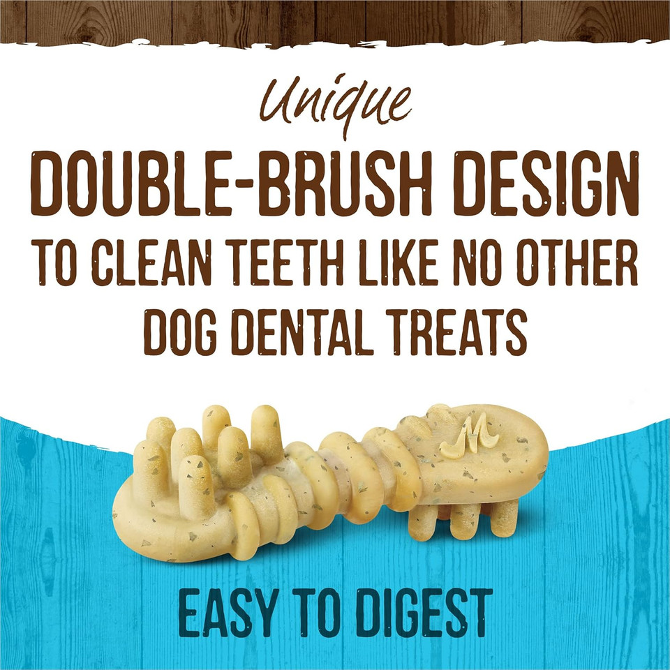 Merrick Fresh Kisses Natural Dental Chews Toothbrush Treat Shape Infused With Real Mint For Tiny Dogs 5-15 Lbs - 20 Ct. Bag(Pack Of 1)