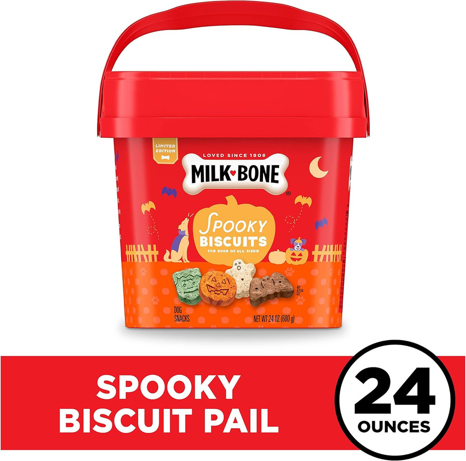 Milk-Bone Limited Edition Halloween Spooky Biscuit Dog Treats, 24 Ounce Pail