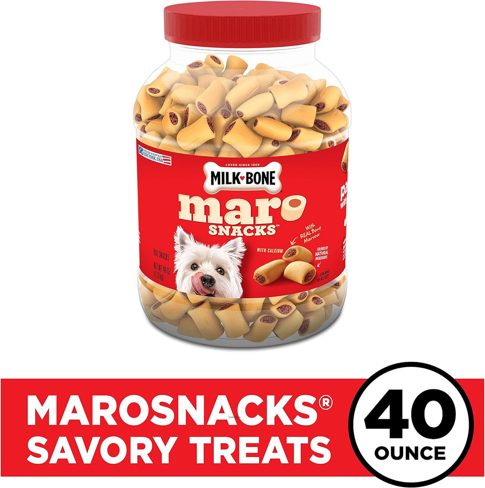 Milk-Bone Marosnacks Dog Treats, Beef, 40 Ounce With Real Bone Marrow And Calcium