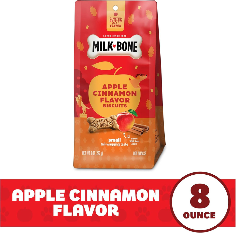 Milk-Bone Limited Edition Apple Cinnamon Flavor Biscuit Dog Treats, 8 Ounce