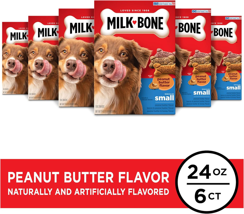 Milk-Bone Peanut Butter Flavor Dog Treats For Small Dogs, 24 Ounce (Pack Of 6), Crunchy Texture Helps Freshen Breath
