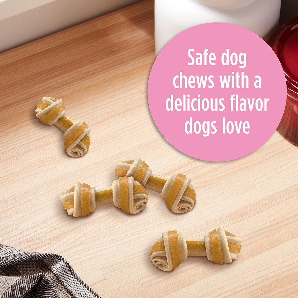 Milk-Bone Chews Gnawbones Rawhide Free Dog Treats, Chicken, 8 Long Lasting Mini Knotted Bones (Pack Of 4)