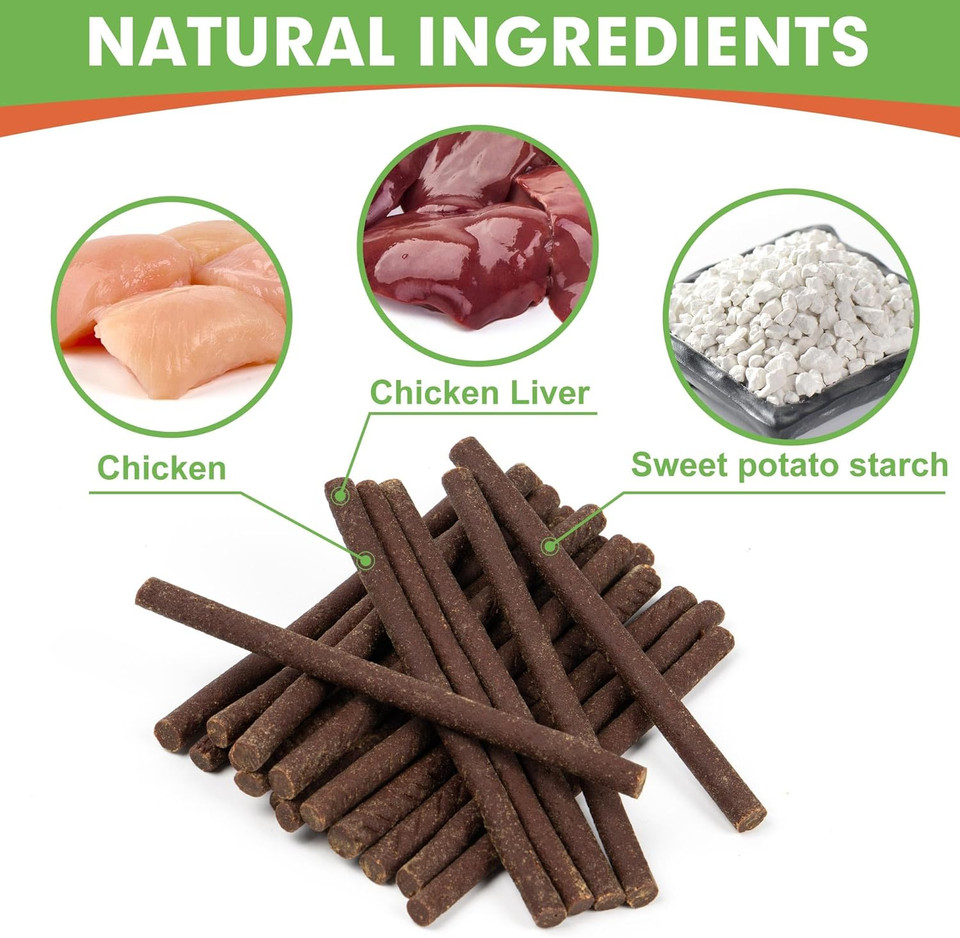 Mon2Sun Dog Jerky Treats, 5 Inch Chicken Sticks (Chicken Liver Flavor) Rawhide Free Dog Training Treats For Small Dogs, Soft And Healthy Dog Snacks, 10.58Oz (40 Count-Pack Of 1)