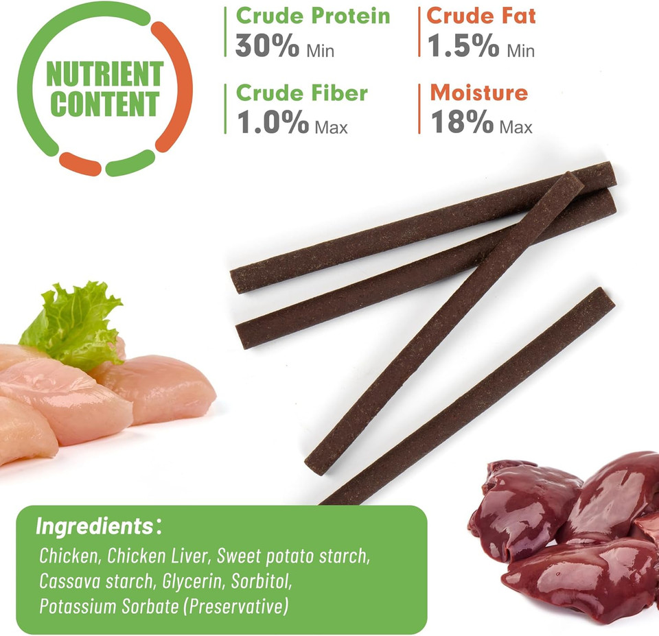 Mon2Sun Dog Jerky Treats, 5 Inch Chicken Sticks (Chicken Liver Flavor) Rawhide Free Dog Training Treats For Small Dogs, Soft And Healthy Dog Snacks, 10.58Oz (40 Count-Pack Of 1)