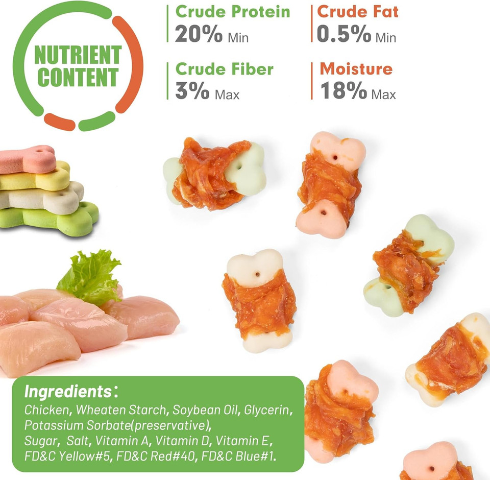 Mon2Sun Dog Treats, Mini Chicken Wrapped Biscuits With Added Vitamins, Healthy Training Snacks For Small Medium And Large Dogs, 10.58Oz