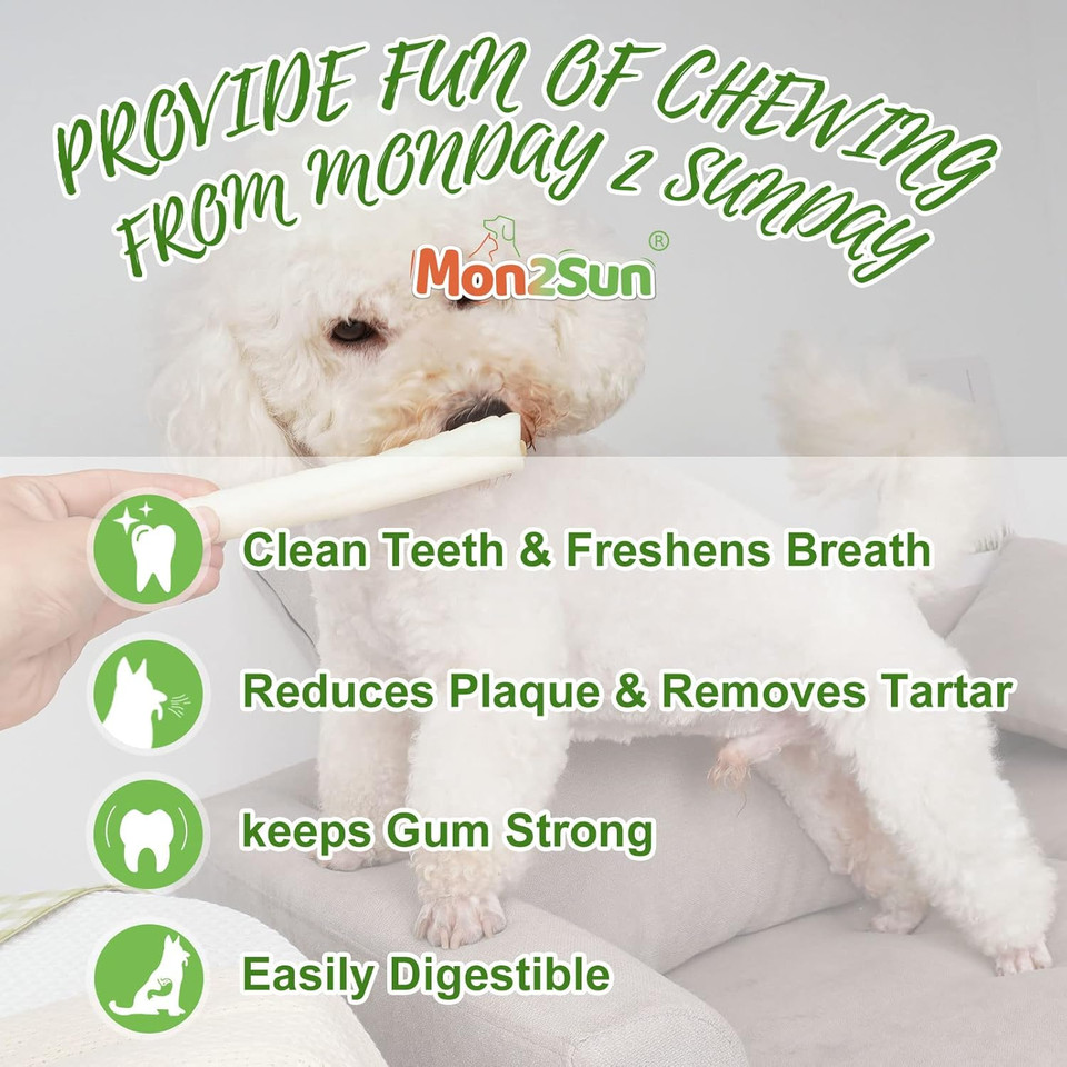 Mon2Sun Dog Rawhide Rolls Twist Sticks Dog Chew Treats Natural Flavor 6-6.5 Inch 40 Count For Puppy And Small Dogs