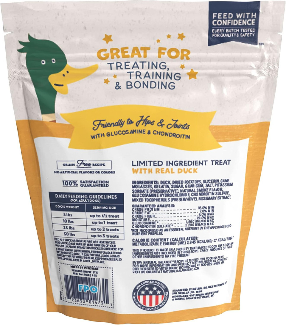 Natural Balance Limited Ingredient Rewards Jumpin' Stix, Grain-Free Dog Treats For Adult Dogs Of All Breeds, Duck Recipe, 4 Ounce (Pack Of 1)