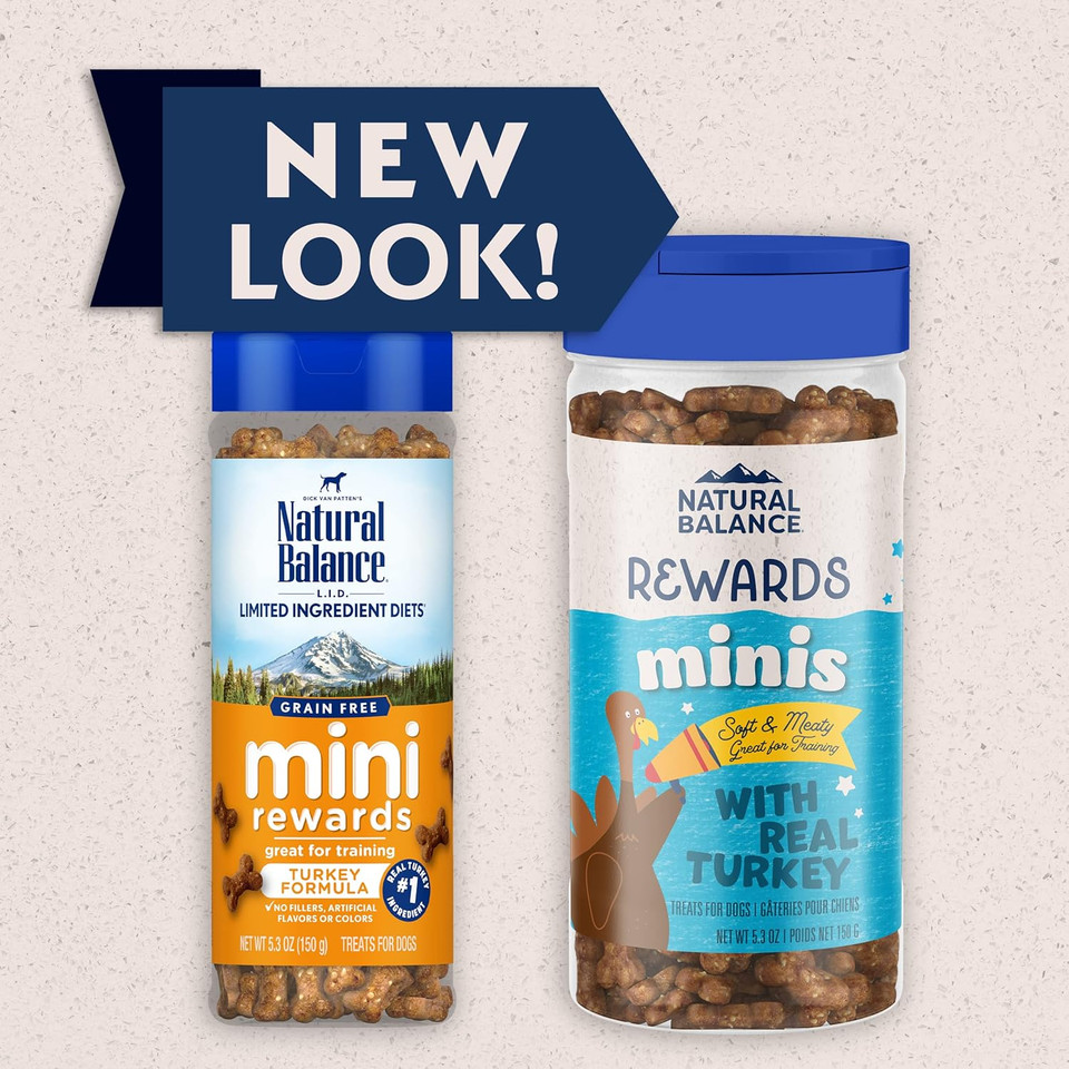 Natural Balance Limited Ingredient Mini-Rewards Turkey Grain-Free Dog Training Treats For Dogs | 5.3-Oz. Canister